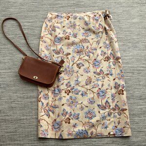 Charter Club Floral Linen Blend  Wrap Maxi Skirt 16